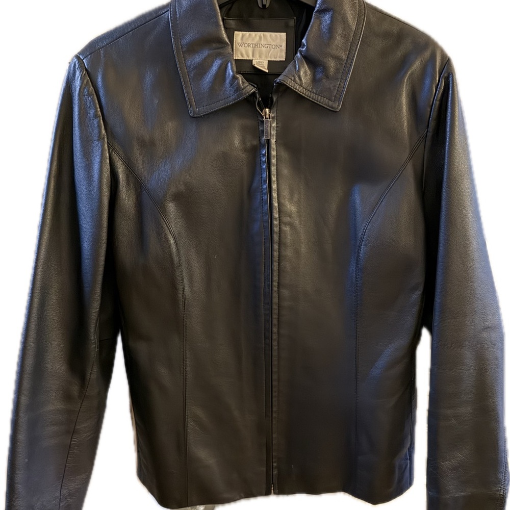 Worthington Black Leather Jacket - Picture 1 of 4